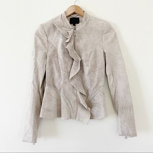 Intermix Natural Dixon Suede Ruffle Jacket
